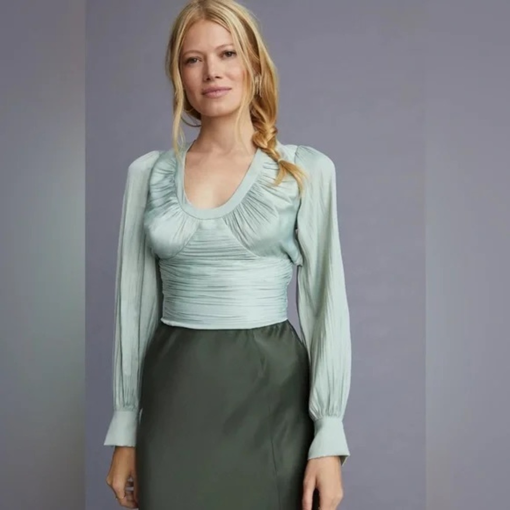 Beautiful Anthropologie sea green blouse
